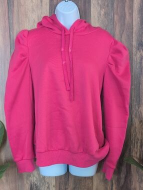 SHEIN Hot Pink Puff-Sleeve Hoodie Sweatshirt 0XL            M341